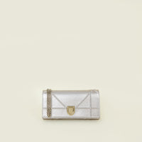 Christian Dior Metallic Champaign Diorama Chain Wallet