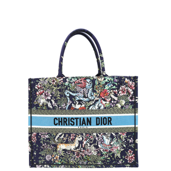 Load image into Gallery viewer, Christian Dior Navy Blue Multicolor Book Tote Embroidered D-Constellation Large Bag
