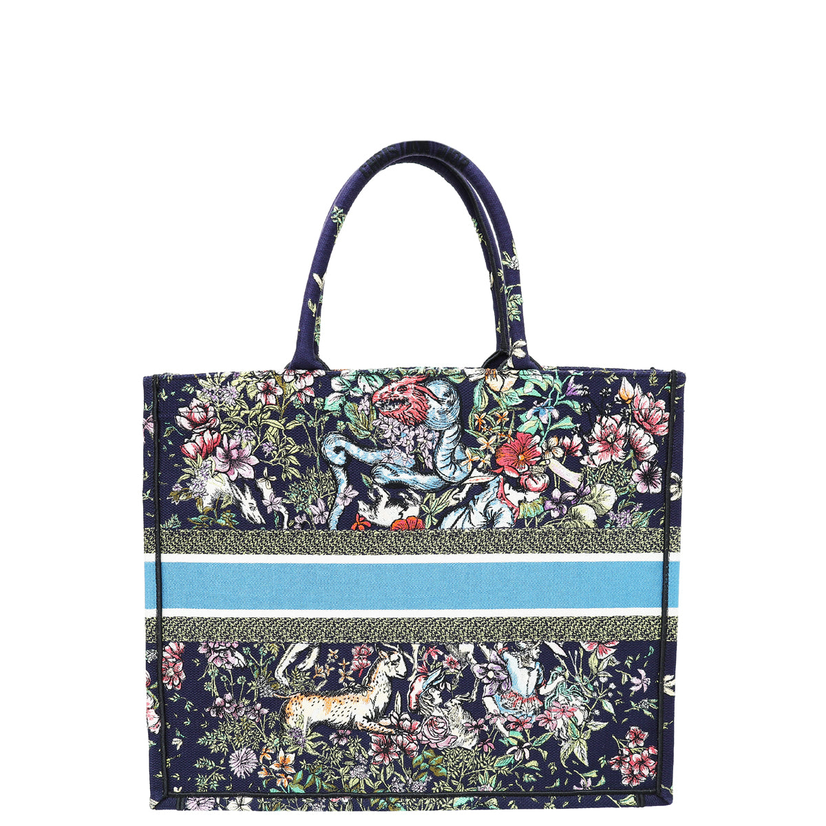 Christian Dior Navy Blue Multicolor Book Tote Embroidered D-Constellation Large Bag-Christian Dior-THE CLOSET