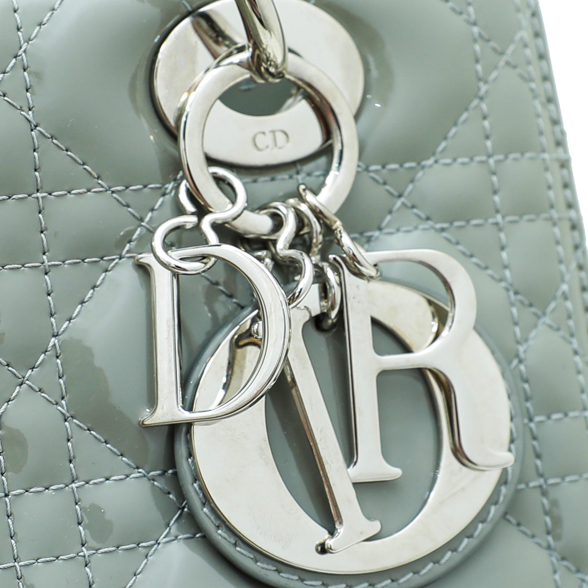 Christian Dior Light Gray Lady Dior Medium Bag