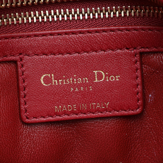 Christian Dior Red Lady Dior Cannage Soft Tote Bag