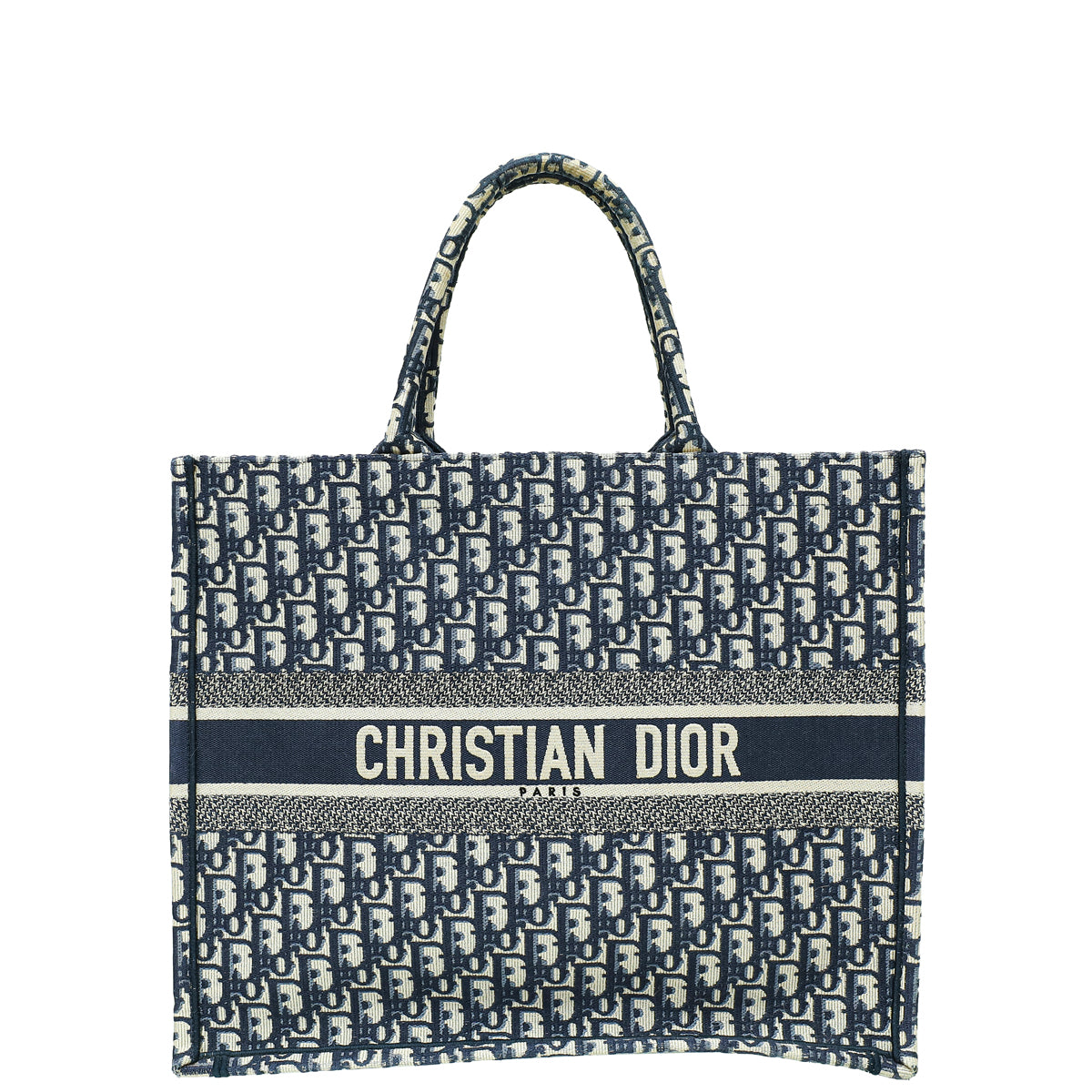Christian Dior Navy Blue Oblique Book Tote Large Bag-Christian Dior-THE CLOSET