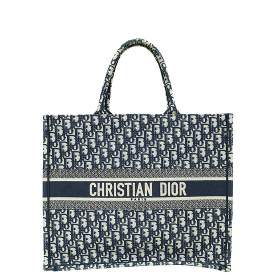 Christian Dior Navy Blue Oblique Book Tote Large Bag