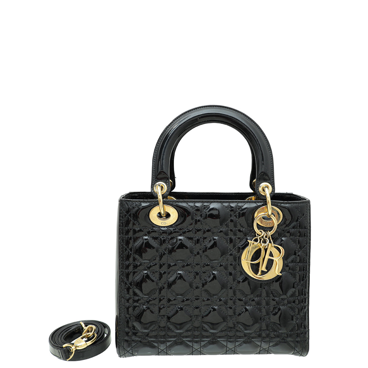 Christian Dior Black Lady Dior Medium Bag