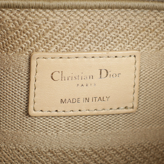 Christian Dior Beige Lady D-Lite Cannage Embroidery Medium Bag