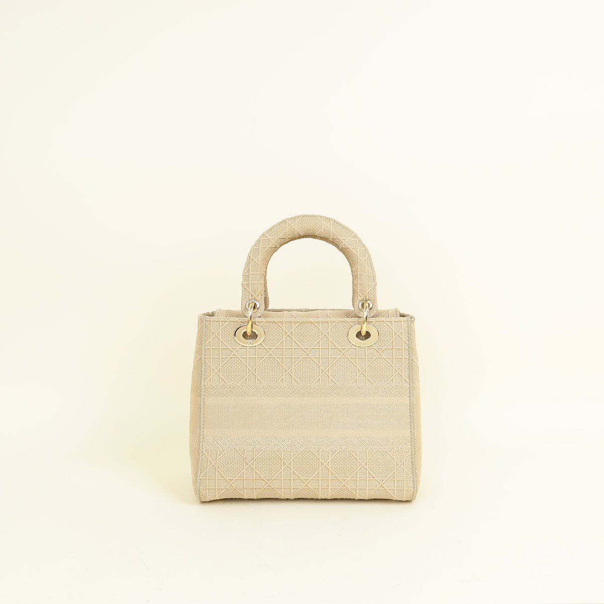 Christian Dior Beige Lady D-Lite Cannage Embroidery Medium Bag