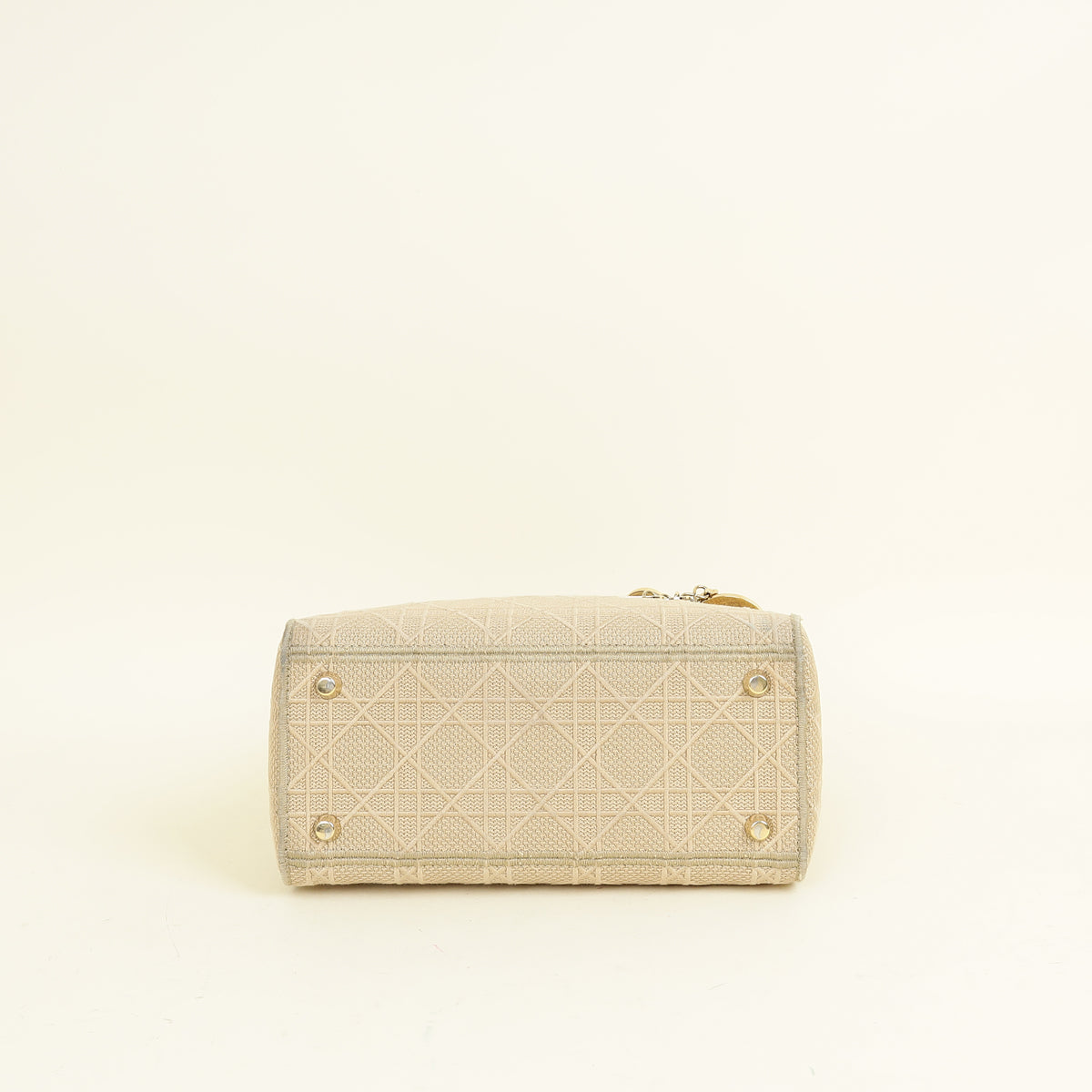 Christian Dior Beige Lady D-Lite Cannage Embroidery Medium Bag