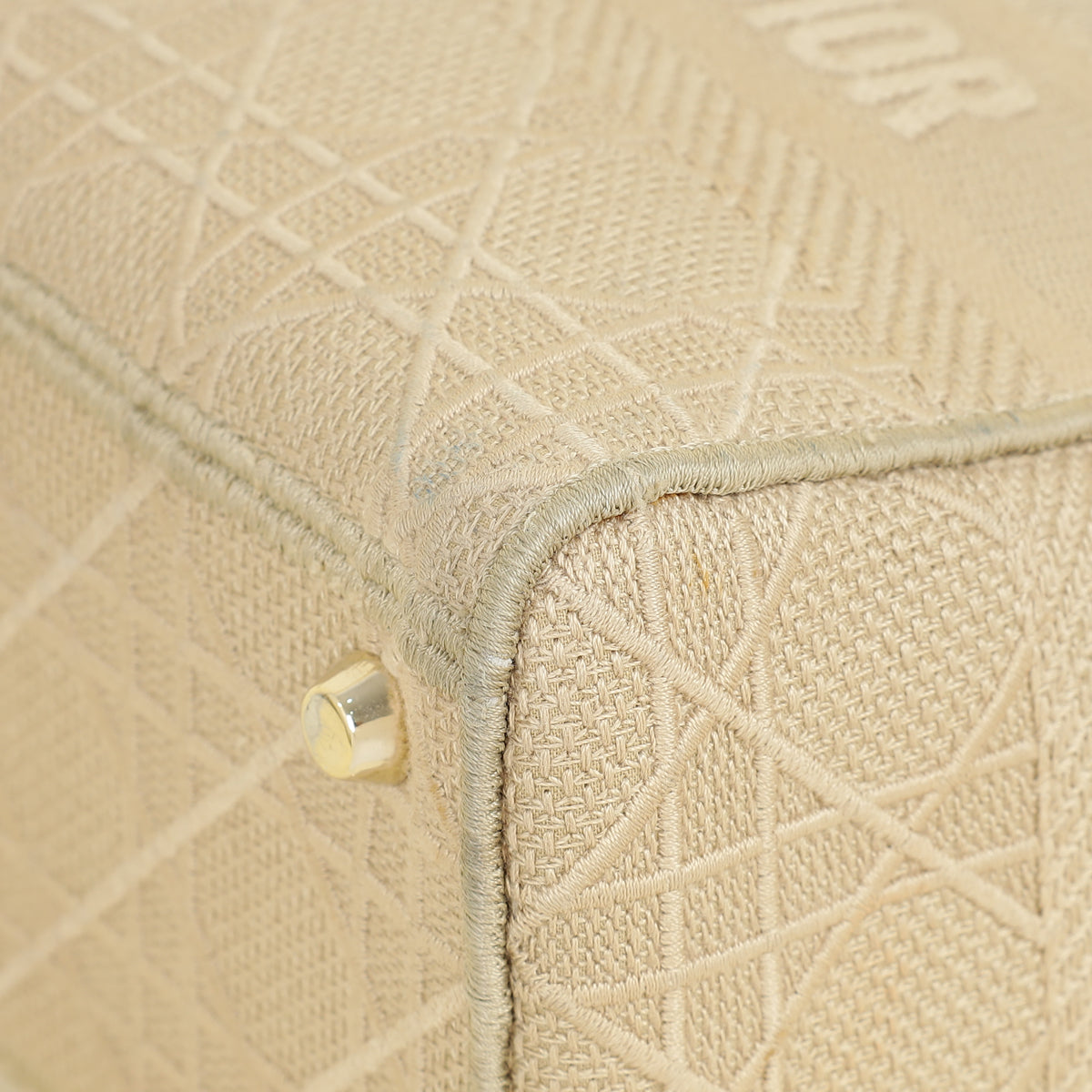 Christian Dior Beige Lady D-Lite Cannage Embroidery Medium Bag