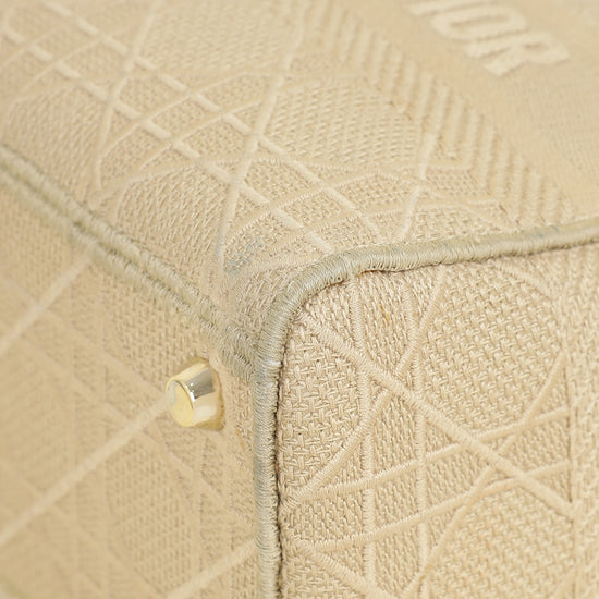Christian Dior Beige Lady D-Lite Cannage Embroidery Medium Bag