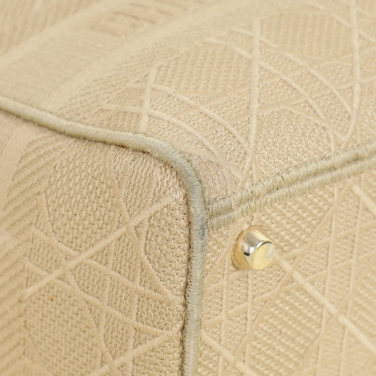 Christian Dior Beige Lady D-Lite Cannage Embroidery Medium Bag