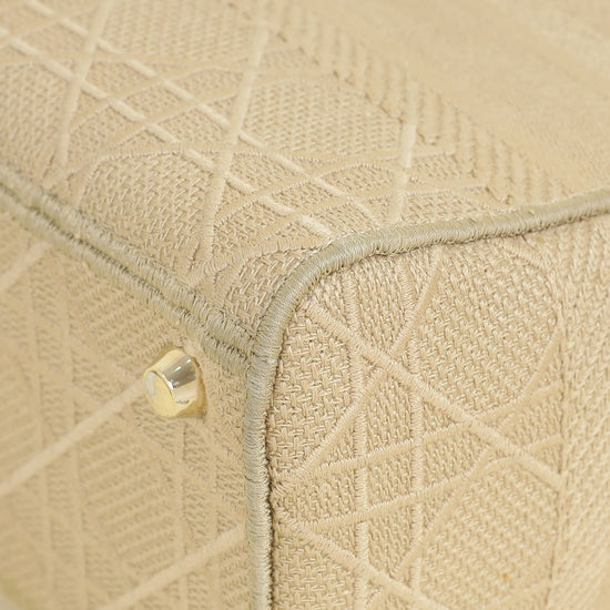 Christian Dior Beige Lady D-Lite Cannage Embroidery Medium Bag