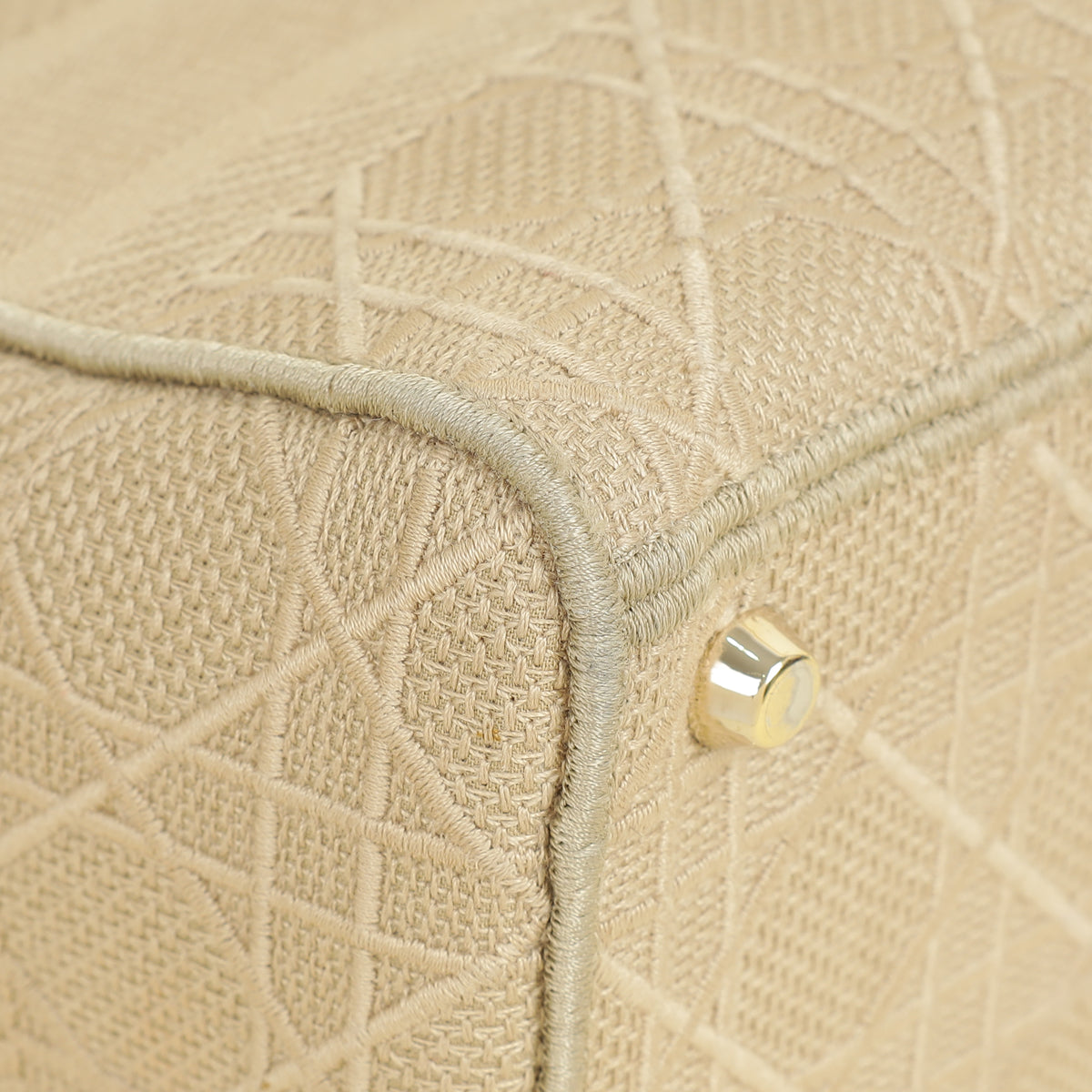 Christian Dior Beige Lady D-Lite Cannage Embroidery Medium Bag