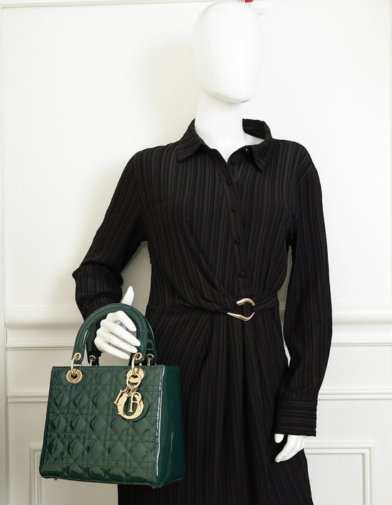 Christian Dior Emerald Green Lady Dior Medium Bag