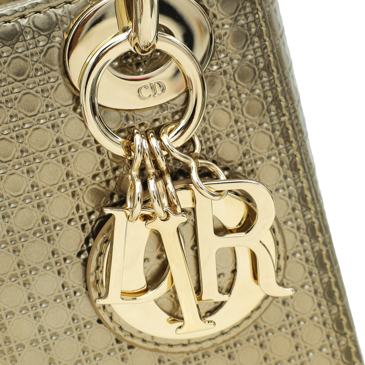 Christian Dior Champaign Lady Dior Microcannage Mini Chain Bag