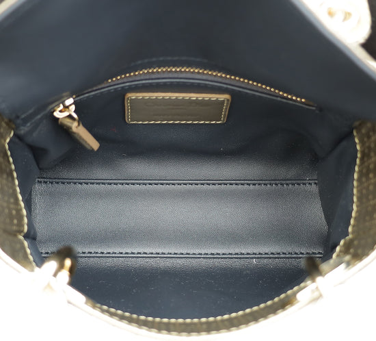 Christian Dior Champaign Lady Dior Microcannage Mini Chain Bag