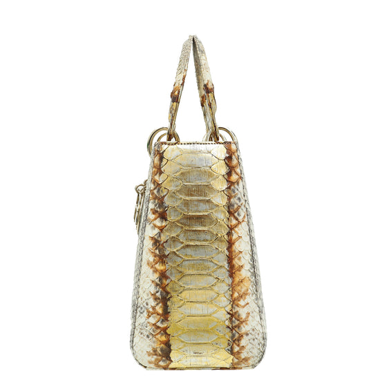 Christian Dior Beige Python Ombre Lady Dior Medium Bag