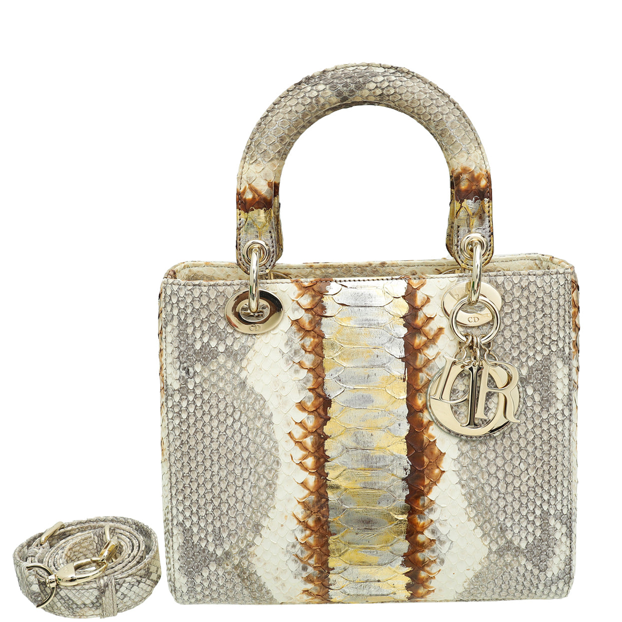 Christian Dior Beige Python Ombre Lady Dior Medium Bag