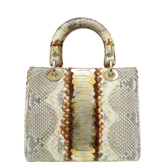 Christian Dior Beige Python Ombre Lady Dior Medium Bag