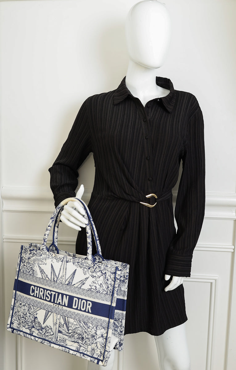 Christian Dior Bicolor Reve d'Infini Embroidery Book Tote Medium Bag