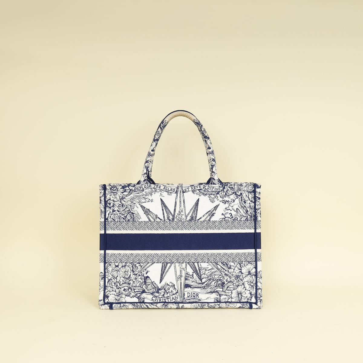 Christian Dior Bicolor Reve d'Infini Embroidery Book Tote Medium Bag