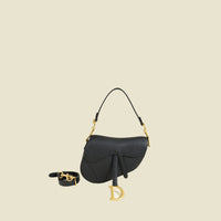 Christian Dior Black Saddle Medium Bag W/ Strap