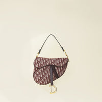 Christian Dior Burgundy Oblique Saddle Medium Bag