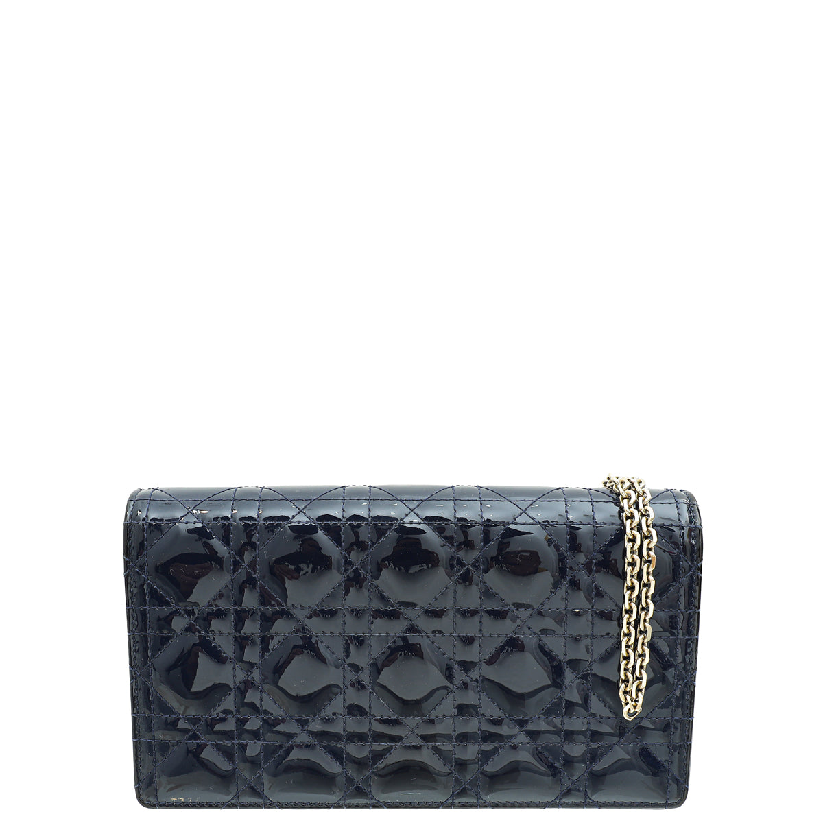 Christian Dior Indigo Blue Lady Dior Pouch With Chain-Christian Dior-THE CLOSET