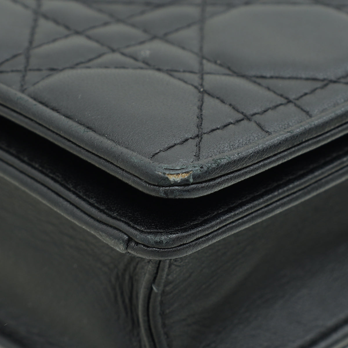 Christian Dior Black Lady Dior Pouch With Chain