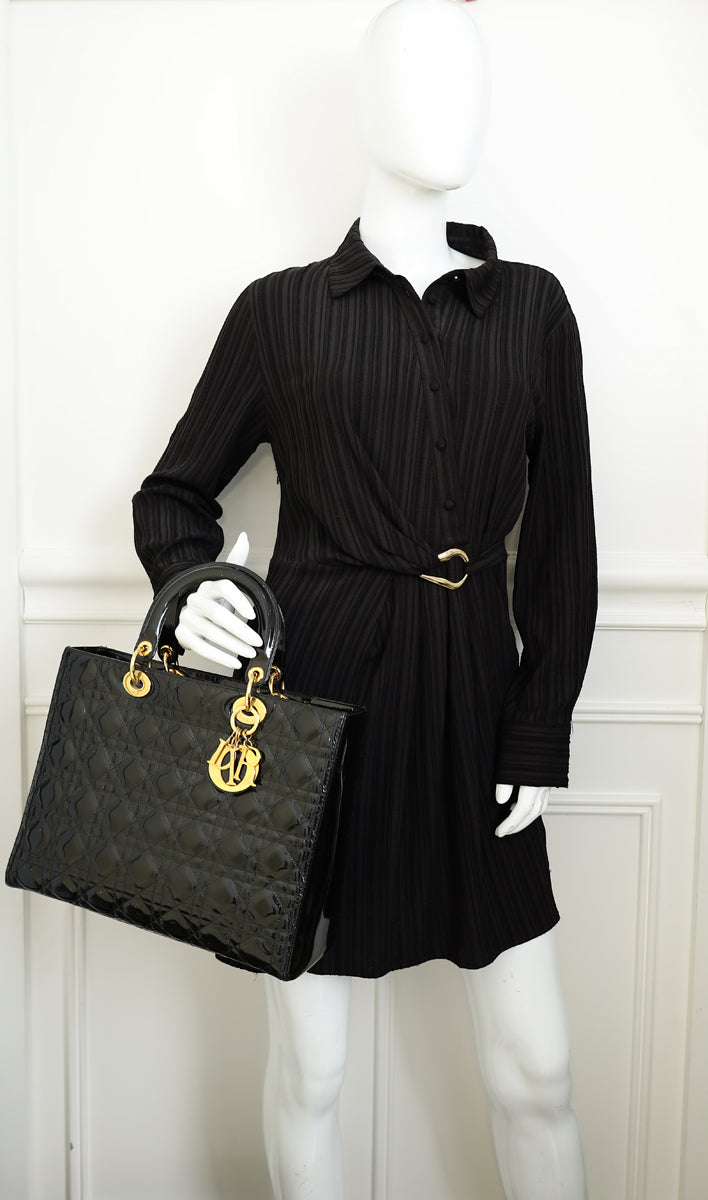 Christian Dior Black Lady Dior Large Bag