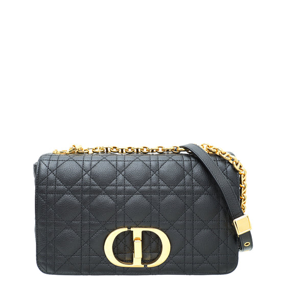 Christian Dior Black Caro Quilted Macrocannage Medium Bag