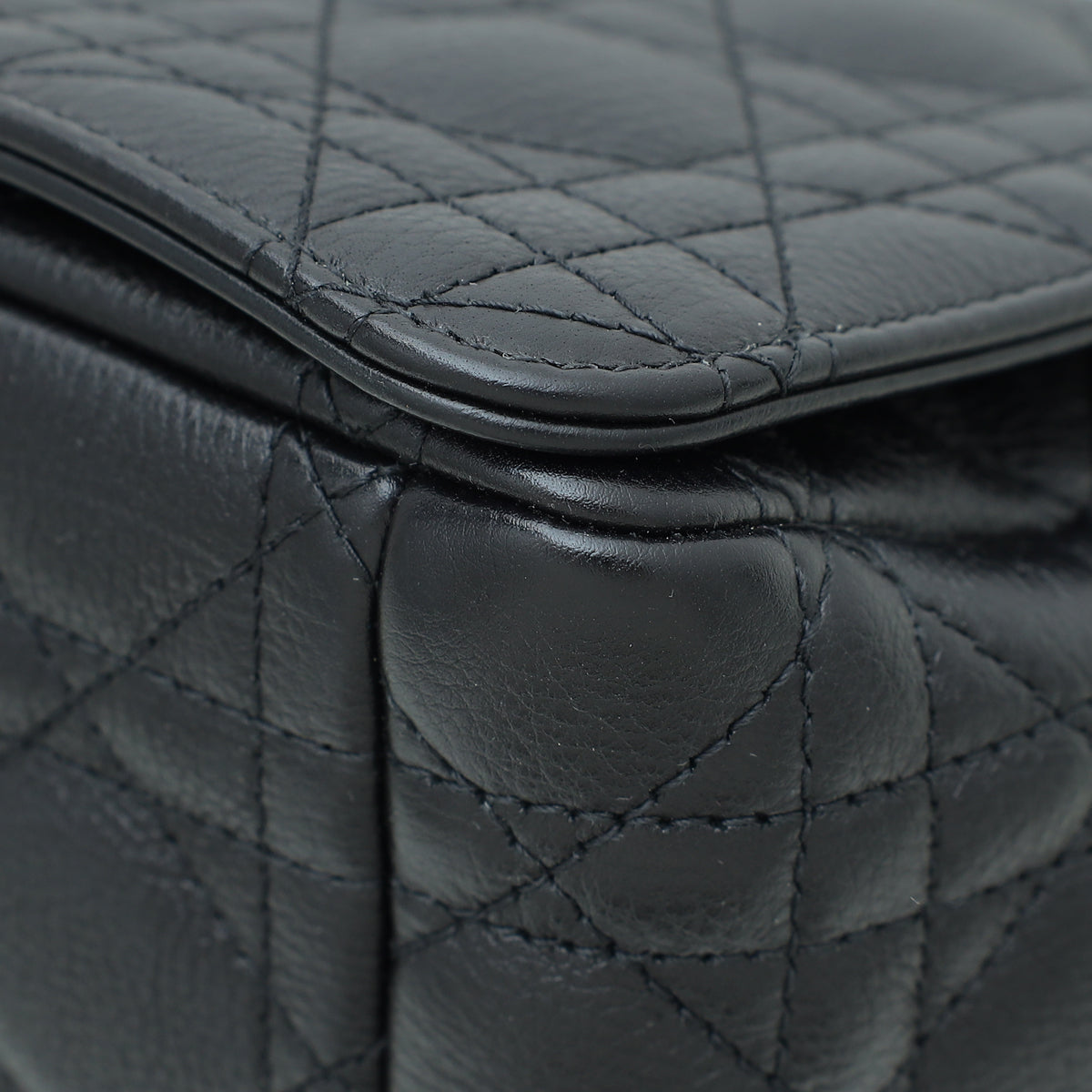 Christian Dior Black Caro Quilted Macrocannage Medium Bag