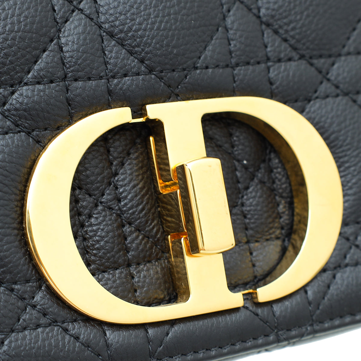 Christian Dior Black Caro Quilted Macrocannage Medium Bag