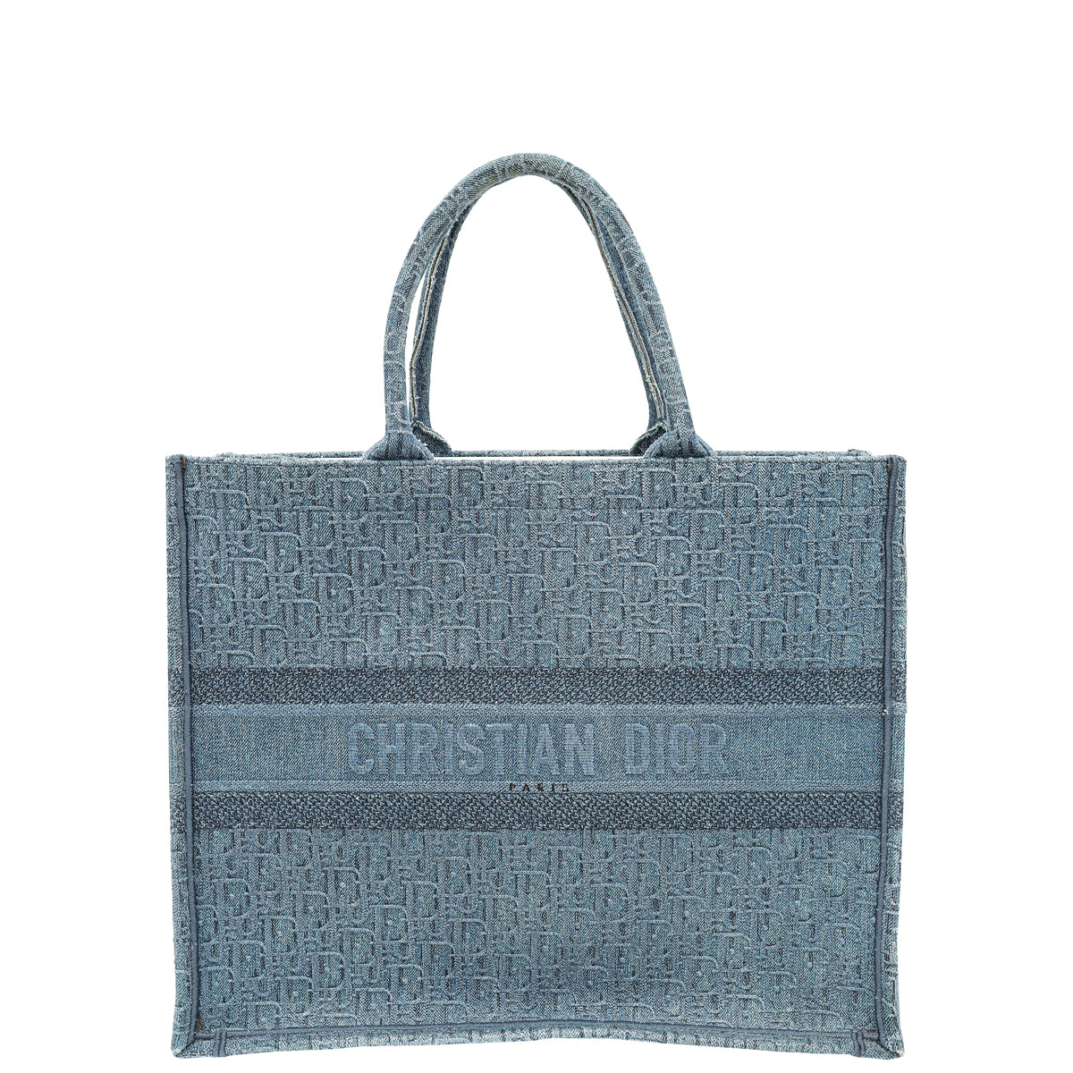 Christian Dior Dark Blue Oblique Denim Jacquard Book Tote Large Bag-Christian Dior-THE CLOSET