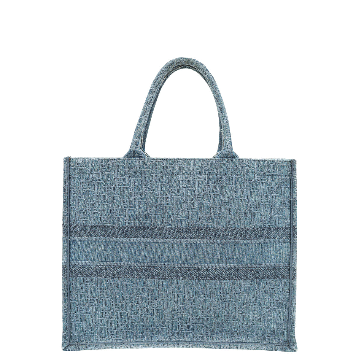 Christian Dior Dark Blue Oblique Denim Jacquard Book Tote Large Bag-Christian Dior-THE CLOSET