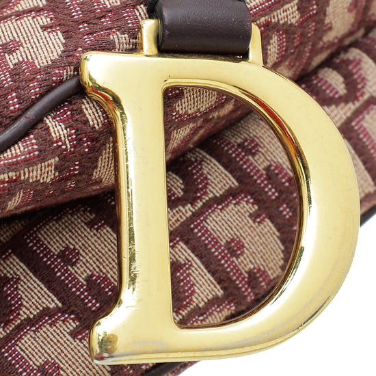 Christian Dior Burgundy Oblique Saddle Medium Bag