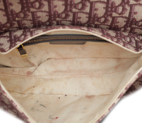 Christian Dior Burgundy Oblique Saddle Medium Bag