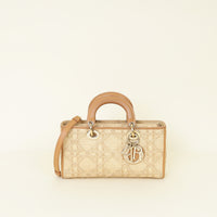 Christian Dior Bicolor Macrocannage Raffia Lady D-Joy Medium Bag