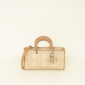 Christian Dior Bicolor Macrocannage Raffia Lady D-Joy Medium Bag