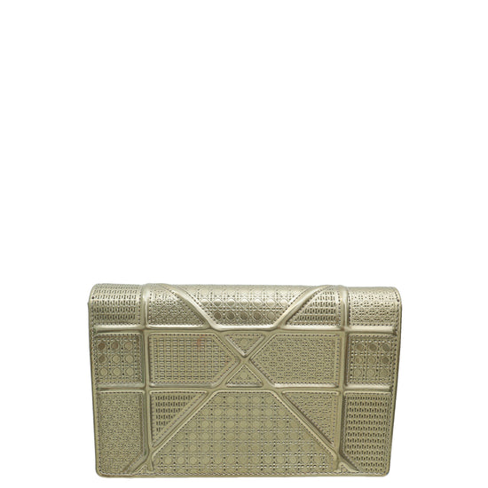 Christian Dior Champaign Microcannage Diorama Wallet On Chain