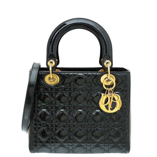 Christian Dior Black Lady Dior Medium Bag