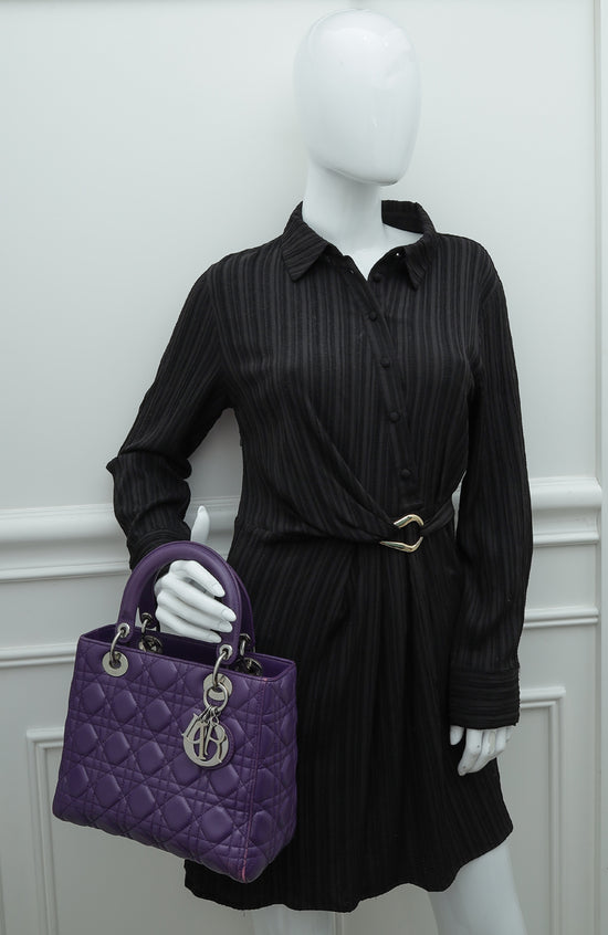 Christian Dior Violet Lady Dior Medium Bag