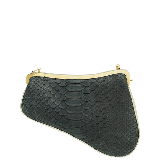 Christian Dior Black Python Saddle Mini Pouch