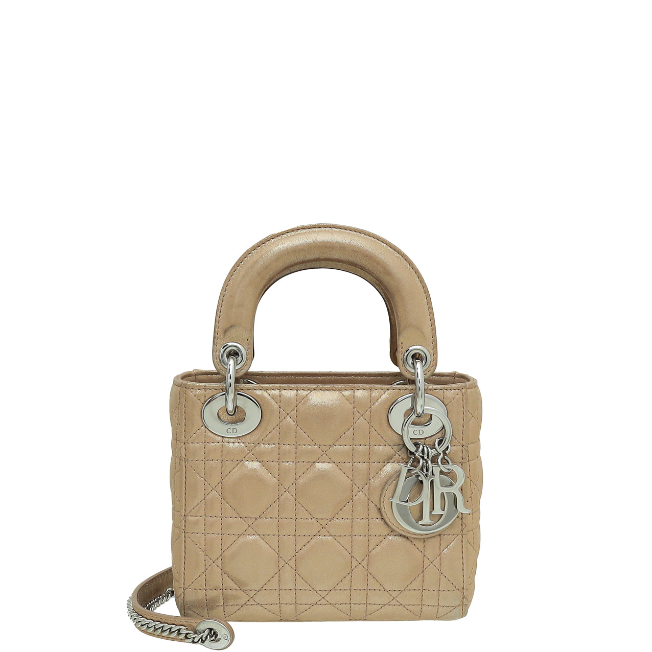 Christian Dior Metallic Beige Lady Dior Mini Chain Bag-Christian Dior-THE CLOSET
