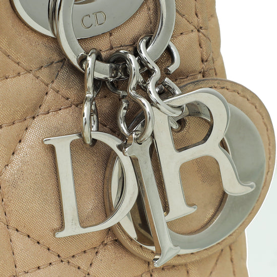 Christian Dior Metallic Beige Lady Dior Mini Chain Bag