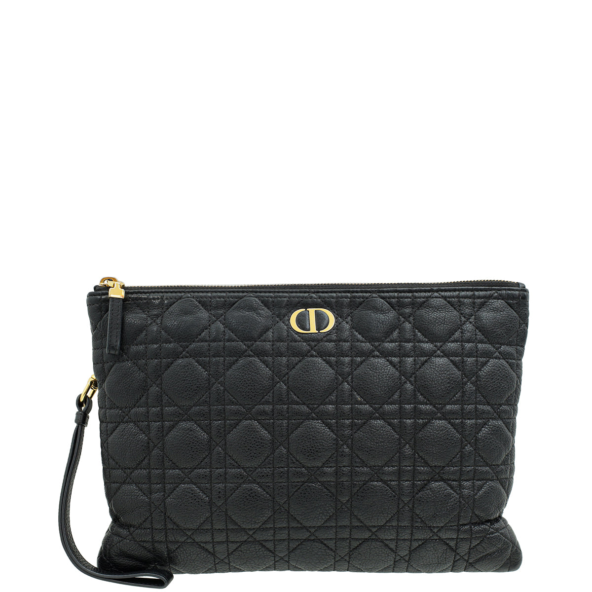 Christian Dior Black Cannage Caro Daily Large Pouch-Christian Dior-THE CLOSET