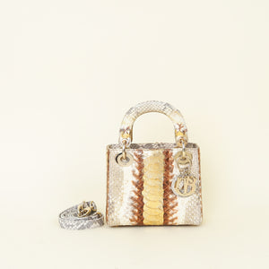 Christian Dior Bicolor Python Mini Lady Dior Bag