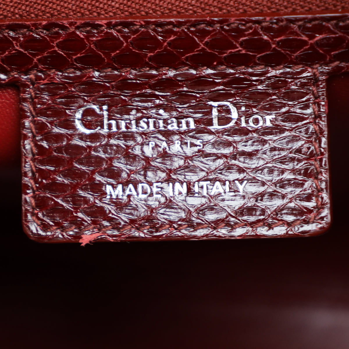 Christian Dior Shiny Burgundy Python Lady Dior Medium Bag