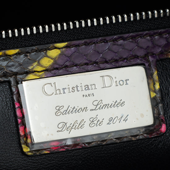 Christian Dior Multicolor Python Lady Dior Ltd. Ed. Defile Ete 2014 Large Bag