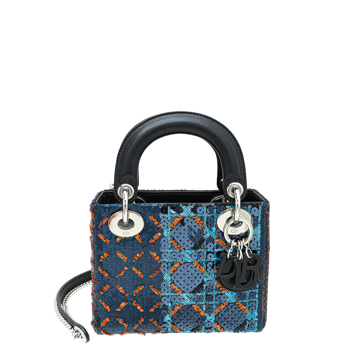 Christian Dior Black Cannage Sequins Embroidered Chain Mini Lady Dior Bag-Christian Dior-THE CLOSET