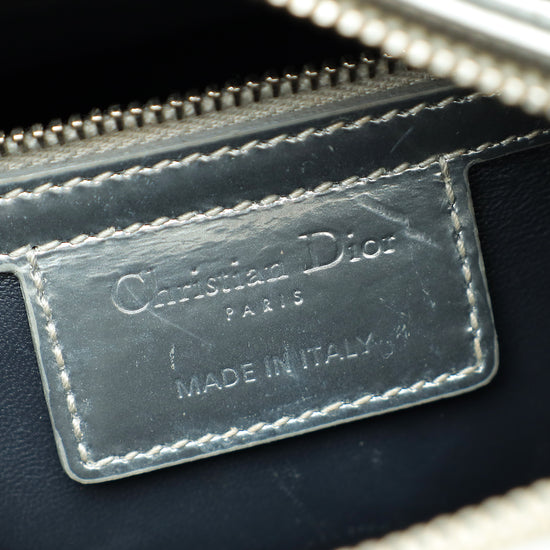 Christian Dior Silver Lady Dior Micro Cannage Medium Bag